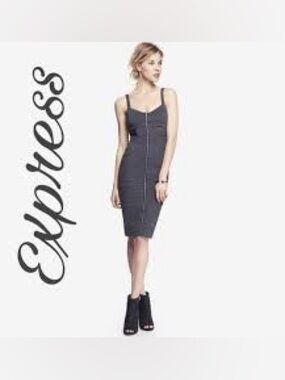 Gray Sleeveless Zip-Front Bodycon Dress